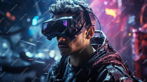 Premium AI Image | Anime portrait cyberpunk male cyborg with vir illustration image Ai generated art