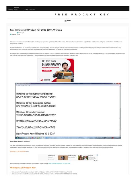 Image result for Free Windows 10 Install Key