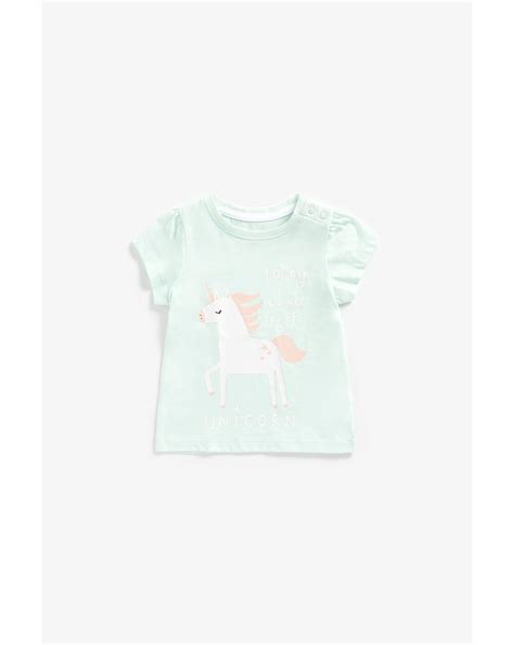 Buy Girls Short Sleeves Tops Unicorn Print-Green Online at Best Price ...