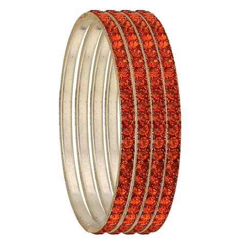 Sukriti Partywear Traditional Brass Orange Bangles for Women - Set of ...