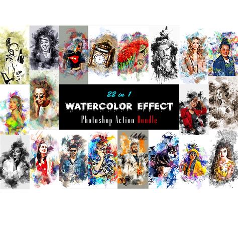 Watercolor Effect Photoshop Action Bundle - MasterBundles