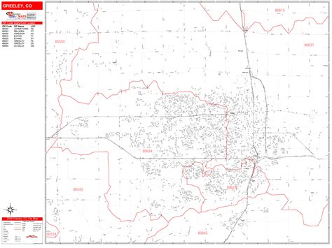 Greeley Colorado Zip Code Wall Map (Red Line Style) by MarketMAPS ...
