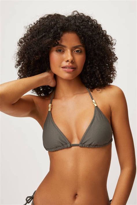 Heidi Klein Triangle Bikini in Olive Green - Core Swimwear Collection