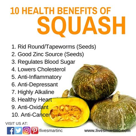 10 Health Benefits Of Squash #Squash #livesmartinc www.livesmartinc.com ...