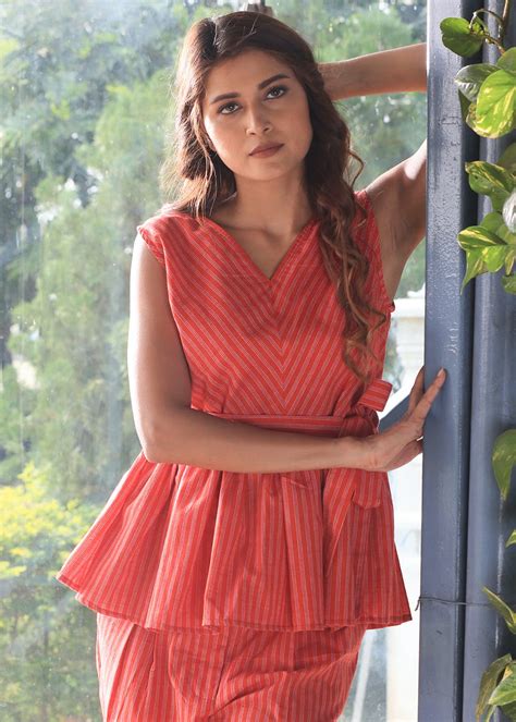 Get Kiara Brick Red Striped Top at ₹ 1490 | LBB Shop