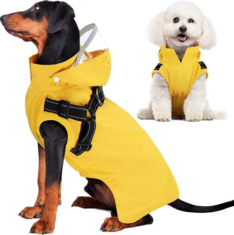 Amazon.com : SlowTon Dog Raincoat Waterproof - Dog Rain Jacket with ...