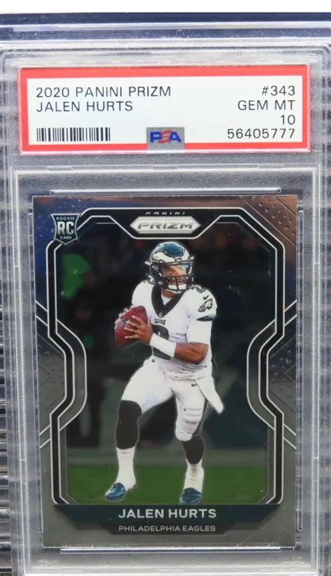Jalen Hurts Rookie Card 2020 NFL Panini Prizm Base PSA Graded 10 Eagles ...