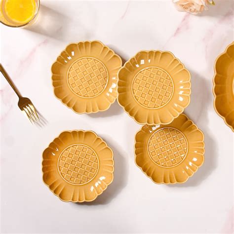Moroccan Motif Dessert Plate Set Of 4 Yellow Ochre 6 Inch Online ...