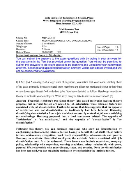 MPO MID SEM Paper WITH Solution 2023-2024 - Birla Institute of ...