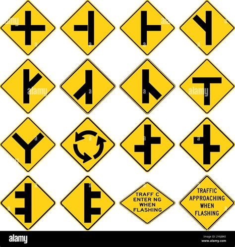 Intersection Road Sign Warning Sign T Shaped Road Intersection
