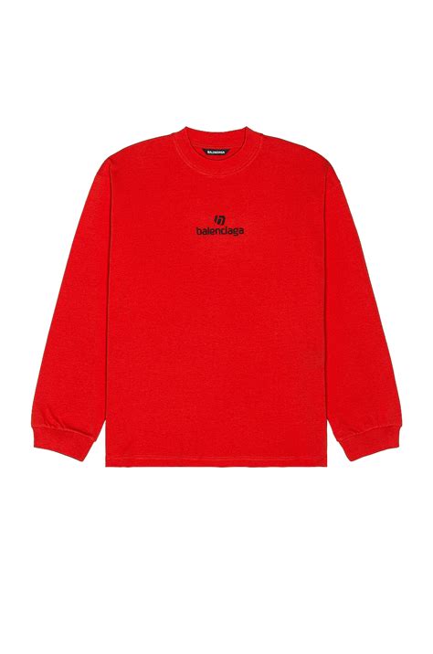 Balenciaga Long Sleeve Tee in Vermillion & Black | FWRD