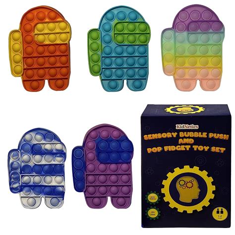Buy 5 Pack Pop Its Rainbow Pop Fidget Toys Push Pop Bubble Fidget ...