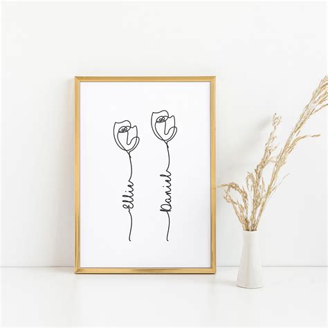 Names Personalised Print Rose Print Couples Personalised - Etsy India