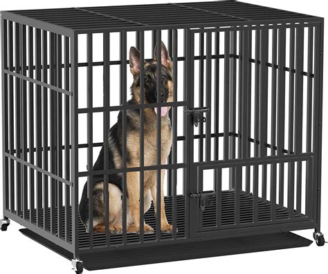 Buy Wisfor Heavy Duty Dog Crate: 46 inch Extra Large Pet Cage on Wheels ...