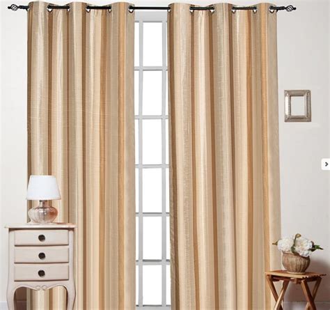 Single Lining Curtain 46x90" Brown Beige Broad Stripe