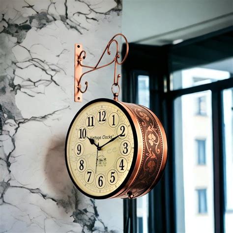 Buy Vintage Clock Abstract Wood/Metal Station Clock (12 x 12 inch, Dial ...