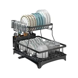 Mokshith 2 Tier Dish Racks for Kitchen Counter, Large Dish Drainer ...