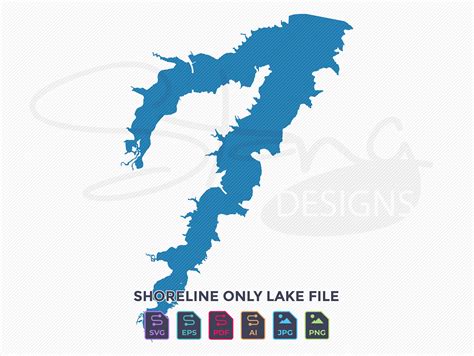 Joe Pool Lake TX Shoreline Only Map | Single Layer | Svg Pdf Ai Eps Png ...