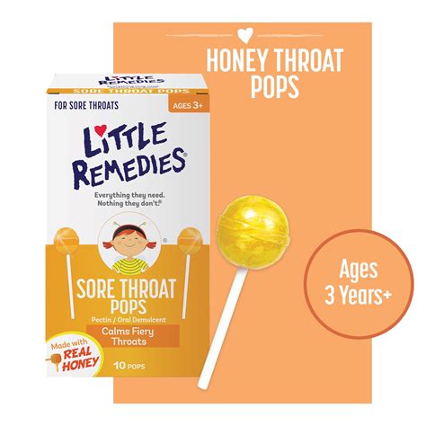 Little Remedies Sore Throat Pops, Made With Real Honey, 10 Count ...