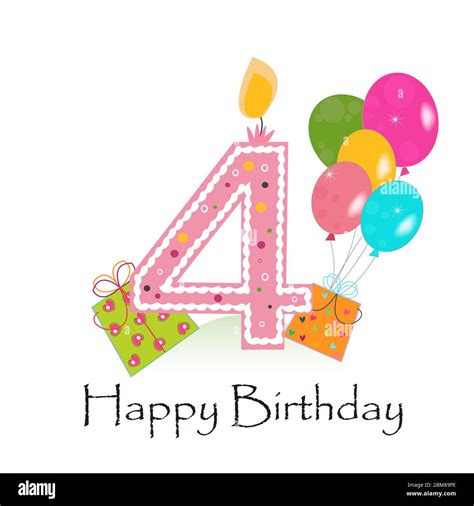 Happy fourth birthday card vector background Stock Vector Image & Art ...