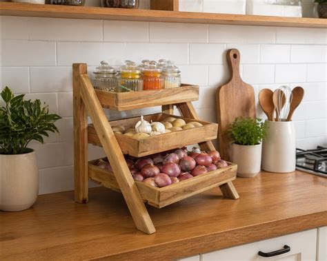 Vegetable Rack 3 Layer Solid Wood – OrchidHomez