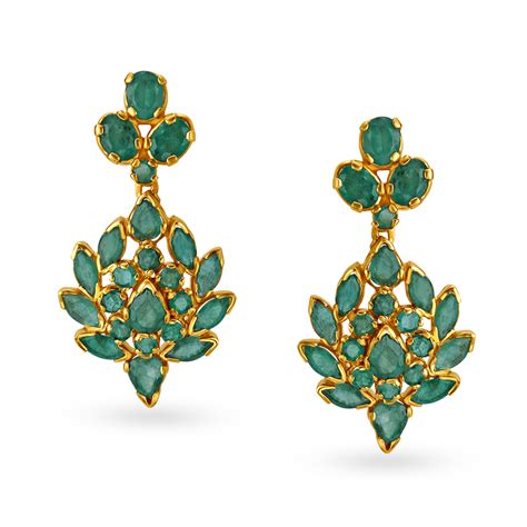 Beautiful Floral Emerald Drop Earrings