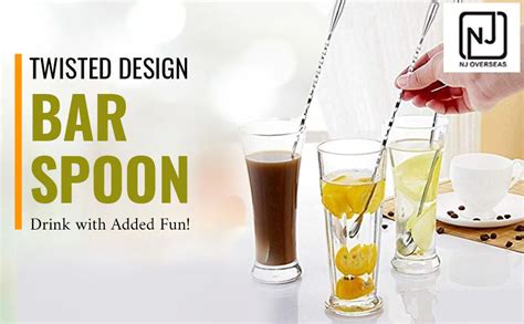 Buy NJ Teardrop Twisted Design Bar Spoon, Cocktail Mixing Spoon, Long ...