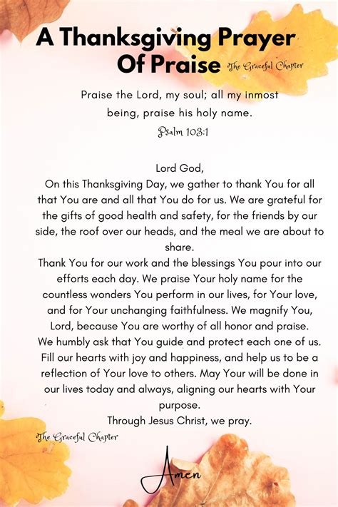 A Thanksgiving Prayer Of Praise - The Graceful Chapter