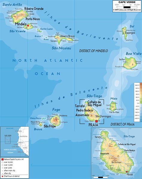 Physical Map of Cape Verde - Ezilon Maps