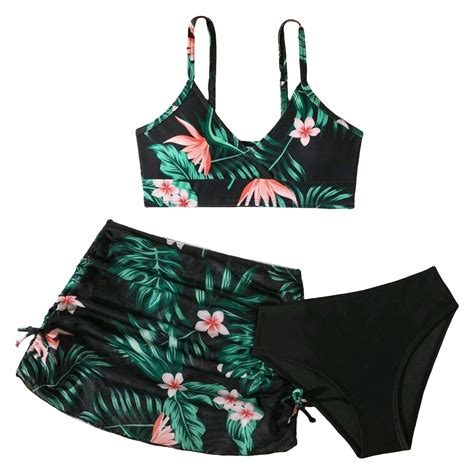 BOBOGOJP Teen Bathing Suits Girls Swimsuit 3 Piece Bathing Suit Criss ...