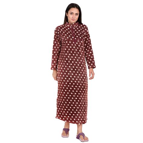 Buy Grand Bear Women's Wool Polka Dots Maxi Nighty (WINTER-ALL-COLOR ...