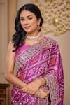 Buy Purple Silk Gota Patti, Zari, Sequins Work Bandhani Gharchola Saree ...