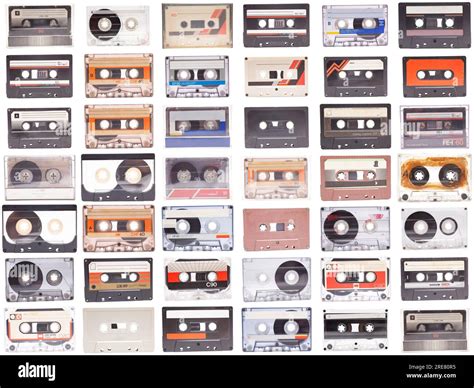 Collage of various vintage audio cassettes tapes Stock Photo - Alamy