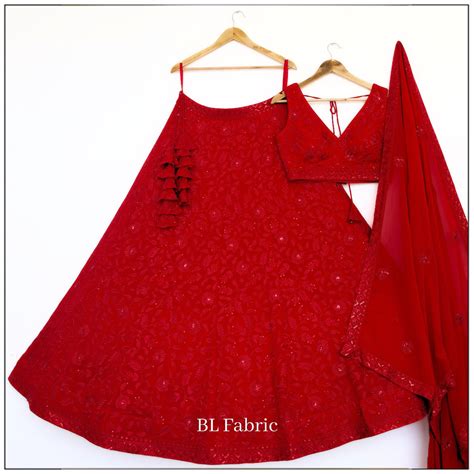 Red color Georgette Embroidery work Designer Lehenga Choli for Any Fun ...