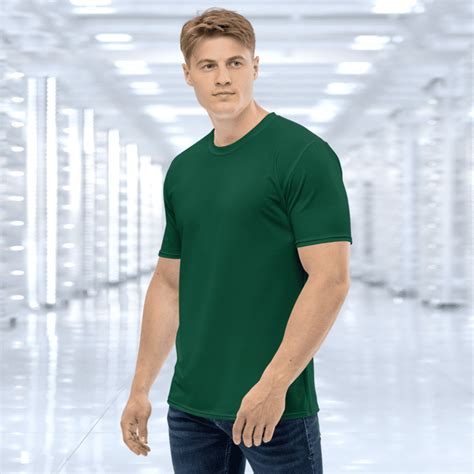 Athleisure Stretch T-Shirt, Crew Neck with Short Sleeves in Dark Green ...