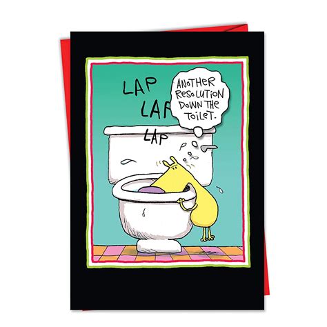 5805 'Resolution down the toilet' - Funny New Year Greeting Card with 5 ...