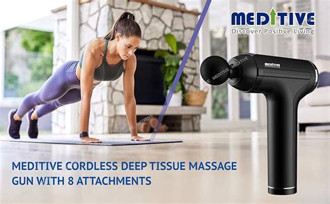 MEDITIVE Cordless Deep Tissue Massage Gun With 8 Attachments, Handheld ...