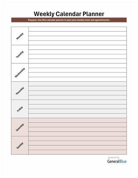 Image result for Weekly Schedule Excel Example