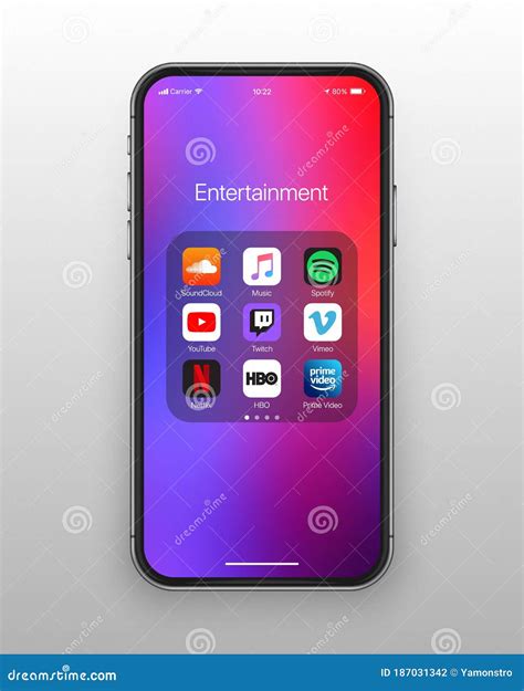 IPhone IOs Folder Social Media Icons Vector Set Editorial Photography ...