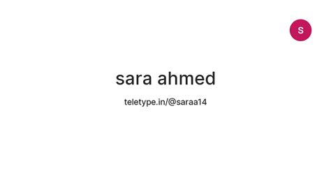 sara ahmed — Teletype