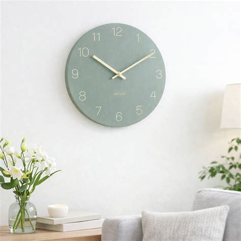 Karlsson Charm Engraved Numbers Wall Clock 30cm - Jungle Green