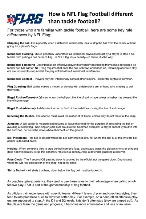 NFL Flag vs. Tackle Football