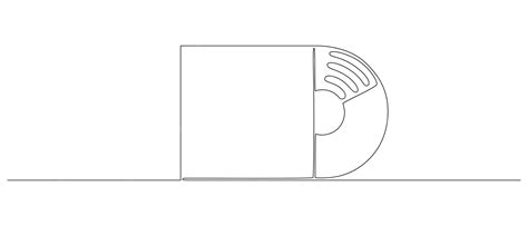 One continuous line drawing of vinyl lp record vintage black disk and ...