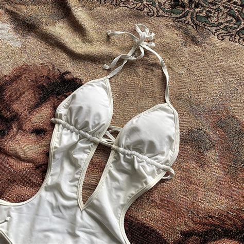 Cut out swim suit bikini white 🌴 cut out white one... - Depop