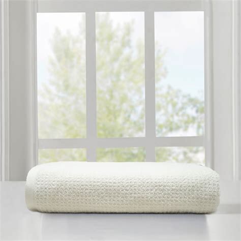 Honeybloom Waffle Textured White Bath Towel, 30x54