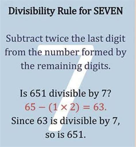 Give me the Divisibility rule of 7. with example... - Brainly.in
