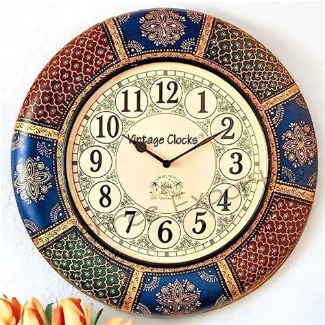 Buy Vintage Clock Abstract Solid Pine Wood Mdf English Numerals Hand ...