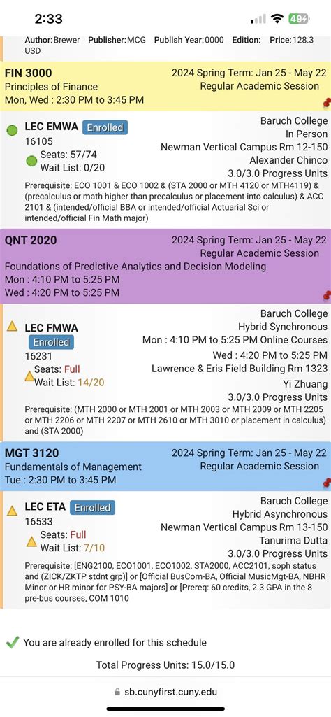 Thought’s on this schedule? : r/Baruch