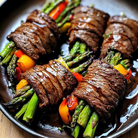 Air Fried Steak and Asparagus Bundles