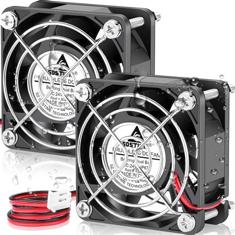 GDSTIME 60mm 24V DC Waterproof IP67 Fan High Speed 60x25mm Dual Ball ...